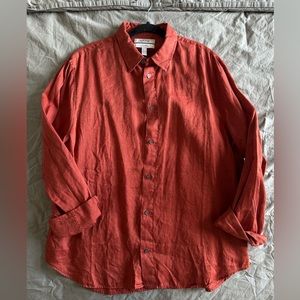 Linen Button Down in Rust
